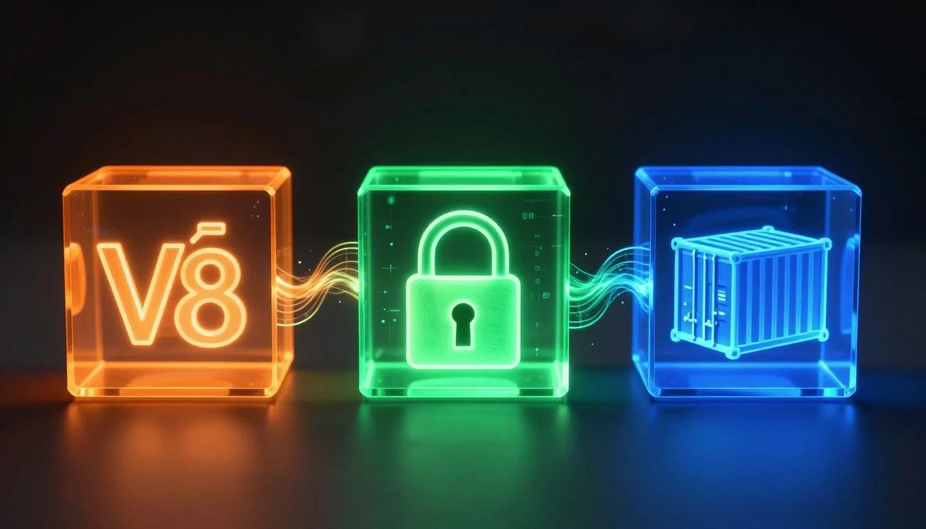 Three sandbox architectures compared side by side -- V8 isolates, OS-native sandboxing, and Docker containers